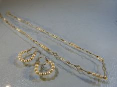 15” Delicate gold (Indecipherable Foreign marks) set with 7 sets of 3 seed pearls approx: 2.65mm
