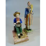 Miniature Staffordshire figure - probably Neale & Co. on a square stepped base with brown banding.