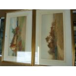 Leopold Rivers (1852-1905) large framed watercolour paintings both signed lower right. Dwellings