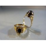 2 x Vintage rings: (1) 9ct Gold (Birmingham 1981) Oval Sapphire approx: 6.3mm x 4.15mm across, and 8