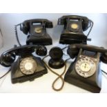 Four Bakelite vintage telephones