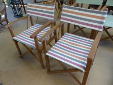 Pair of striped modern director chairs