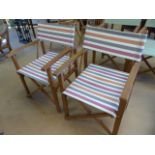 Pair of striped modern director chairs