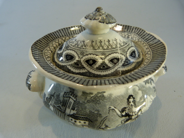 Staffordshire and Collectable pottery to include a creamware Black transfer miniature Tureen and - Image 5 of 7