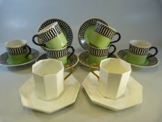 Royal Worcester Art Deco part coffee can set and saucers (6 cans and 6 saucers), Similar Wedgwood