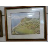 Local Interest - Watercolour of a View of Branscombe looking to the sea. Signed Eleanor Ludgate