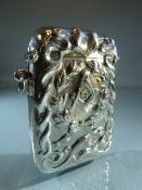 Large silver vesta case with Masonic embossed motif