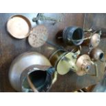 Antique brass and copper kettles etc