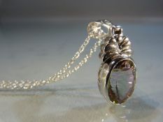 Silver mystic topaz pendant necklace