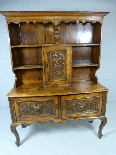 Oak Greenman Sideboard dresser with two cupboards under and shelving over.