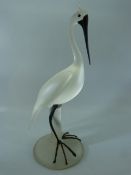 Unusual heavy glass figure of a bird in frosted and black glass