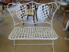 Victorian cast iron two seater bench on Pad feet (white)