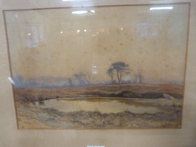 AITKEN (J?) 1887 - 19th Century Watercolour depicting a Highland scene. Slight foxing to skyline.