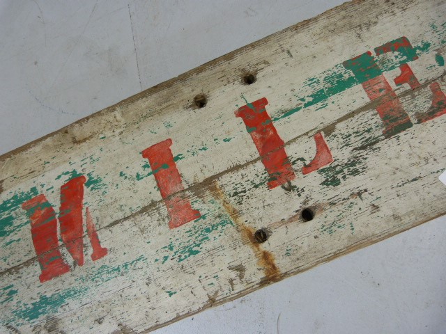 Vintage wooden 'Miles' sign - Image 2 of 3