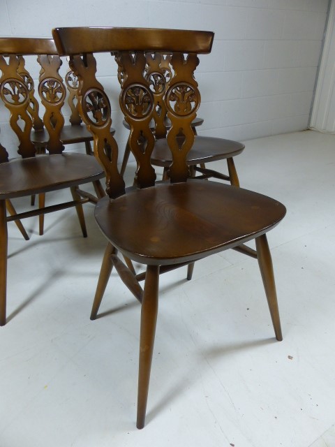 Set of six darkwood Ercol chairs - Image 2 of 7