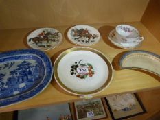 Small selection of antique china to include an Antique Blue and White platter