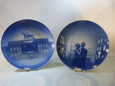 Two Blue and White Copenhagen cabinet plates