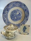 Staffordshire and Collectable pottery to include a creamware Black transfer miniature Tureen and