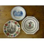 Three small Pearlware nursery plates