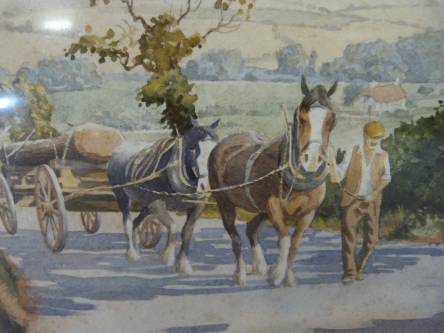 Laurence T Peace - Watercolour of 'Logging in Devon'. Signed lower right. - Image 4 of 6