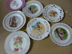 Lovely selection of Lattice plates dating from 19th century and Later to include a floral hand
