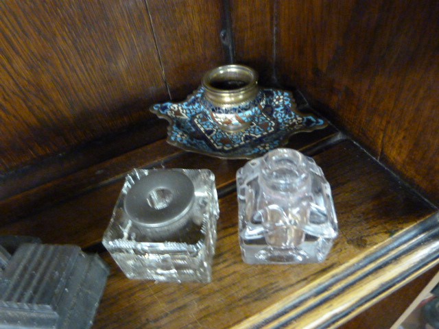 Large collection of various metal inkwells etc - Image 5 of 7