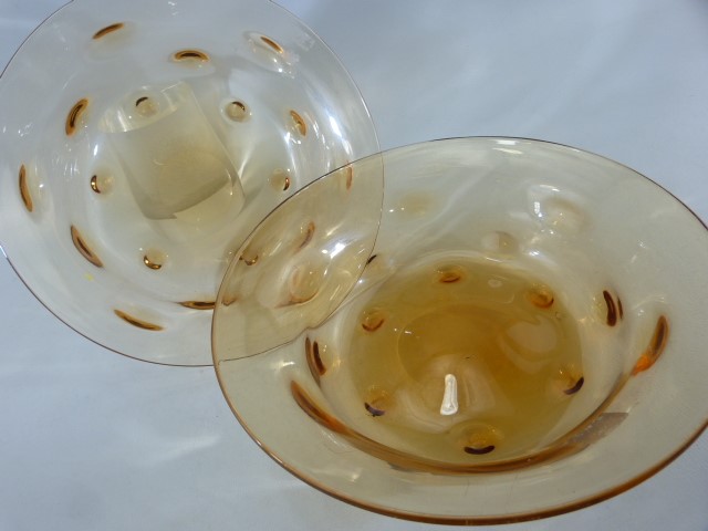 Webb Glassware - a Pair of Amber coloured glass bowls - Image 2 of 5