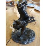 Wrought Iron figure of a rearing horse with man holding the Reins by A S & Co