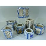 Collection of Japanese and Chinese blue and white brush pots