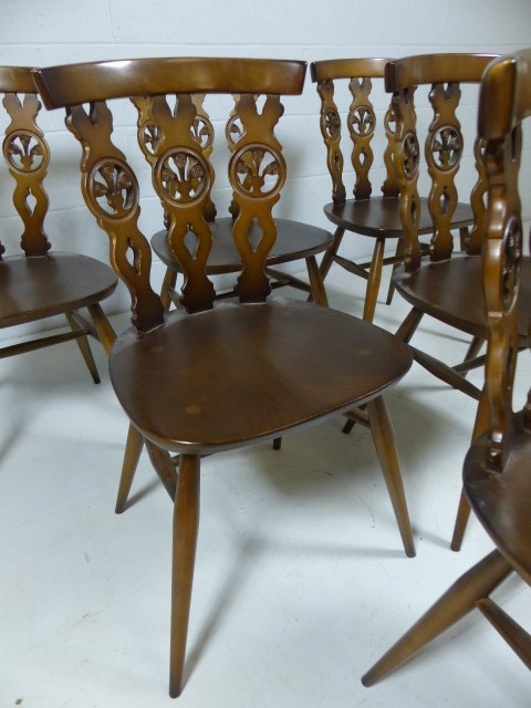 Set of six darkwood Ercol chairs - Image 3 of 7