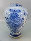 Delft Late 18th - Early 19th Century Drug/Tobacco jar. Decorated in underglaze blues of Floral