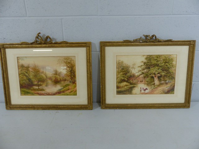 Bonomi Warren - Dated 1914. A Pair of watercolours in framed depicting river scenes. One with