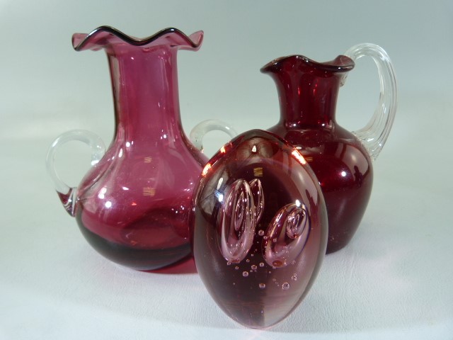 Cranberry Glassware - to include Jugs and small cups. Also to include a Maltese glass bud vase - Image 4 of 11