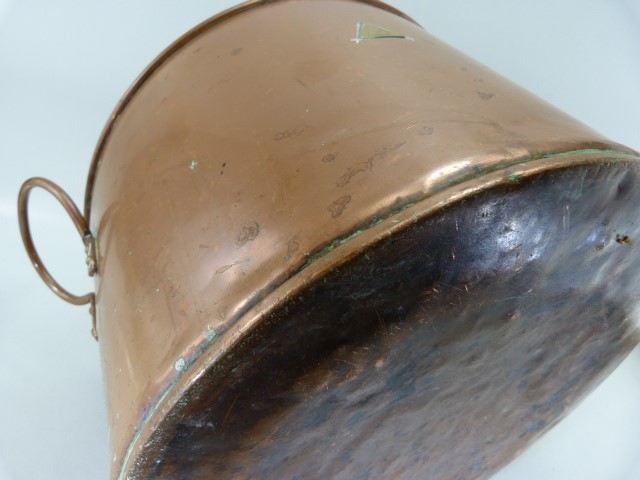 Copper cooking pot with brass plaque 'Joseph Long Ltd London' - Image 5 of 6
