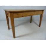 Pine dining room table with single drawer