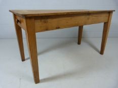 Pine dining room table with single drawer