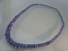 Tanzanite Bead necklace set with graduating beads.