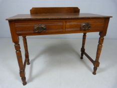 Oak low side table with two drawers