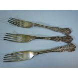 Three Hallmarked silver Queens pattern forks by Joseph Rodgers & Sons dated 1871 (total weight