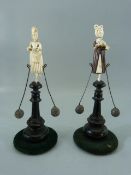 Pair of Dieppe Ivory French balancing toys c1820.