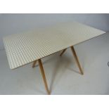 Mid Century Gingham topped table on X- leg base