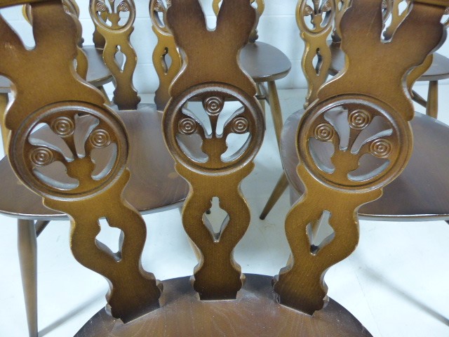 Set of six darkwood Ercol chairs - Image 4 of 7
