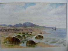 Water Colour depicting Heysham Locks? signed lower right - L N A 1909. Unframed.