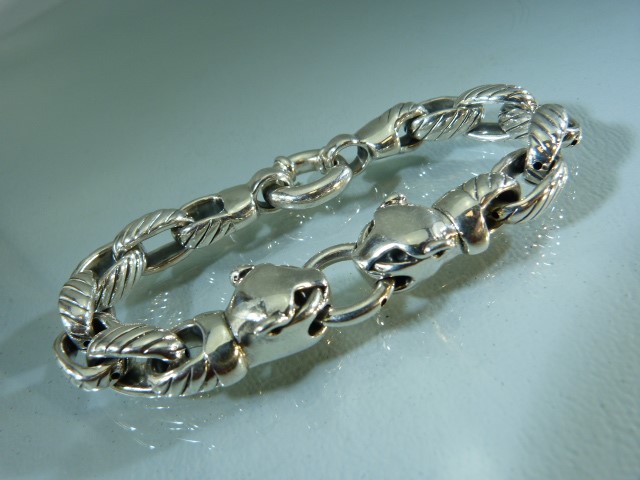 Hallmarked Silver (925) Bracelet with panther head design - approx weight - 17.1g - Image 3 of 4