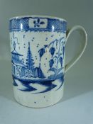 Staffordshire Pearlware c.1800 Large cider Tankard with loop handle decorated with Oriental Pagoda