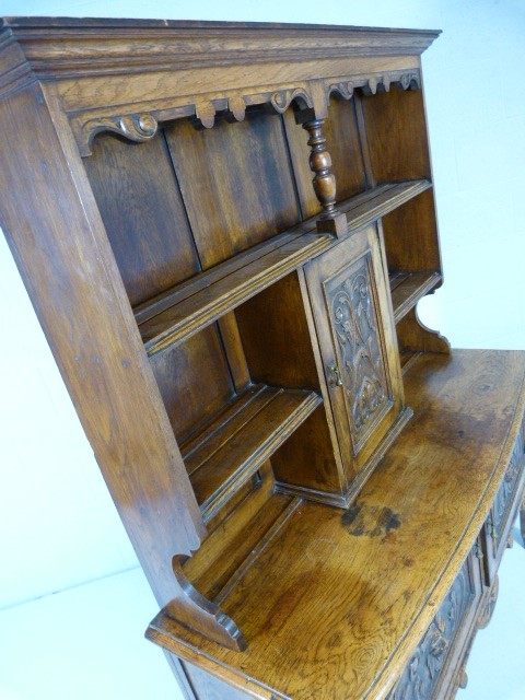 Oak Greenman Sideboard dresser with two cupboards under and shelving over. - Image 8 of 8