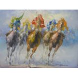 Racing - Abstract painting of horses racing by A.Veluo