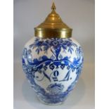 Early 19th Century Dutch delft Tobacco / tea Faience jar and cover decorated in Tin Glaze blue. '