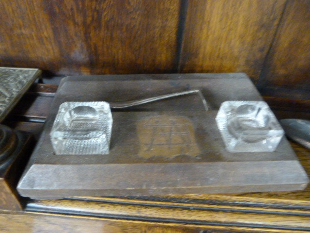 Large collection of various metal inkwells etc - Image 3 of 7
