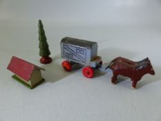 German Wooden Toys (Erzgebirge - German Democratic Republic) Folk Art - Horse Drawn Cart A/F along